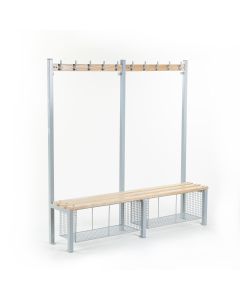 Single Sided Cloakroom Bench with Coat Hooks
