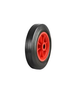 Black wire Rubber Tyred Wheels With Red Polypropylene Centres