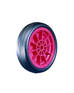 Black Solid Rubber Tyred Wheels With Red Polypropylene Centres