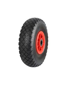 Black Pneumatic Tyred Wheels With Red Polypropylene Centres