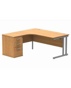 Core Twin Upright Radial Desk with 3 Drawer Pedestal