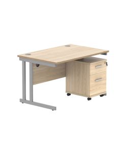 Core Twin Upright Rectangular Desk with 2 Drawer Pedestals