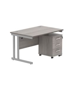 Core Twin Upright Rectangular Desk with 3 Drawer Pedestals