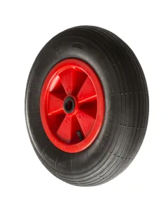 Black Pneumatic Tyred Wheels with Red Polypropylene Centre